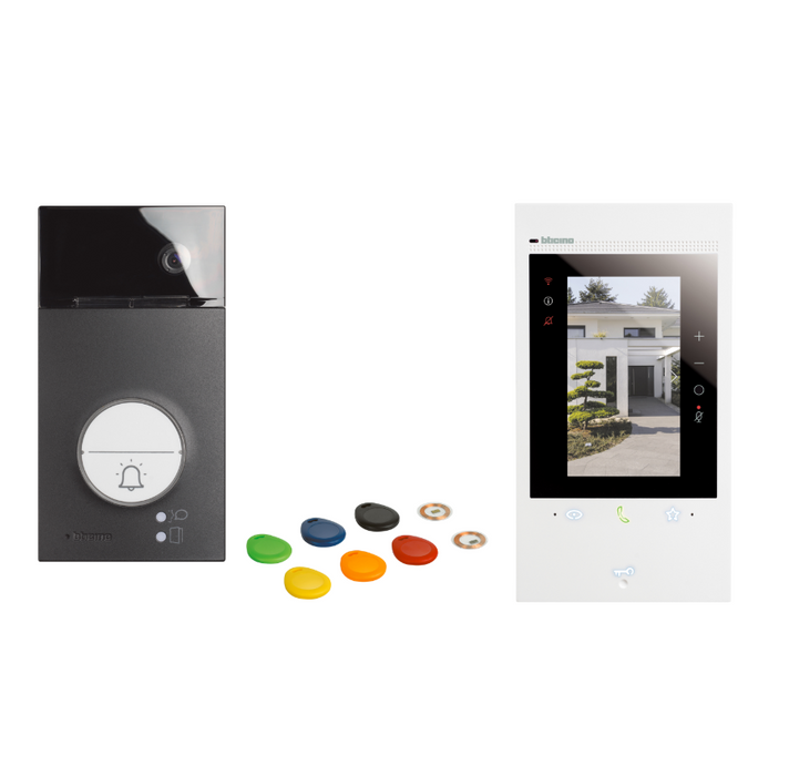 Kit portier vidéo classe 300x connecté wifi noir - assistant vocal Alexa intégré - Bticino 363916