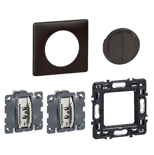 Legrand Céliane Interrupteur double va-et-vient noir - complet