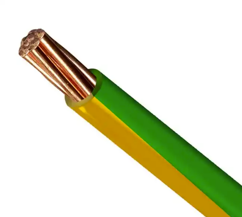 Fil électrique rigide HO7V-R 25m² - vert/jaune coupe au mètre
