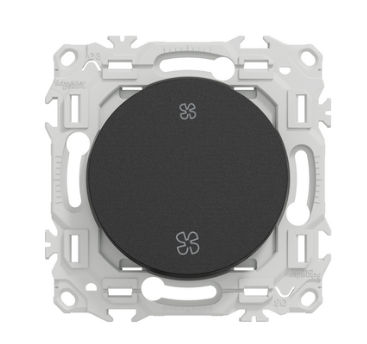 Interrupteur VMC Odace - poussoir 10A noir onyx - Schneider Electric S940233