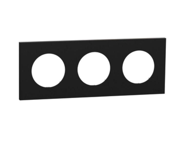 Schneider Odace plaque triple noir - 3 postes - S940706