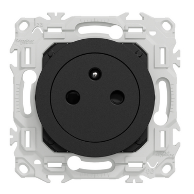 Prise 2P+T affleurante Odace noir onyx - Schneider Electric S940052