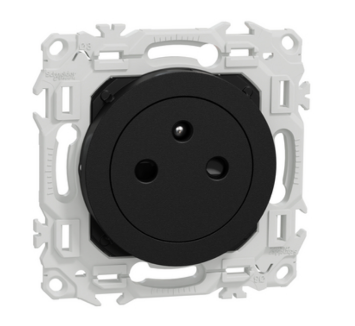 Prise 2P+T affleurante Odace noir onyx - Schneider Electric S940052