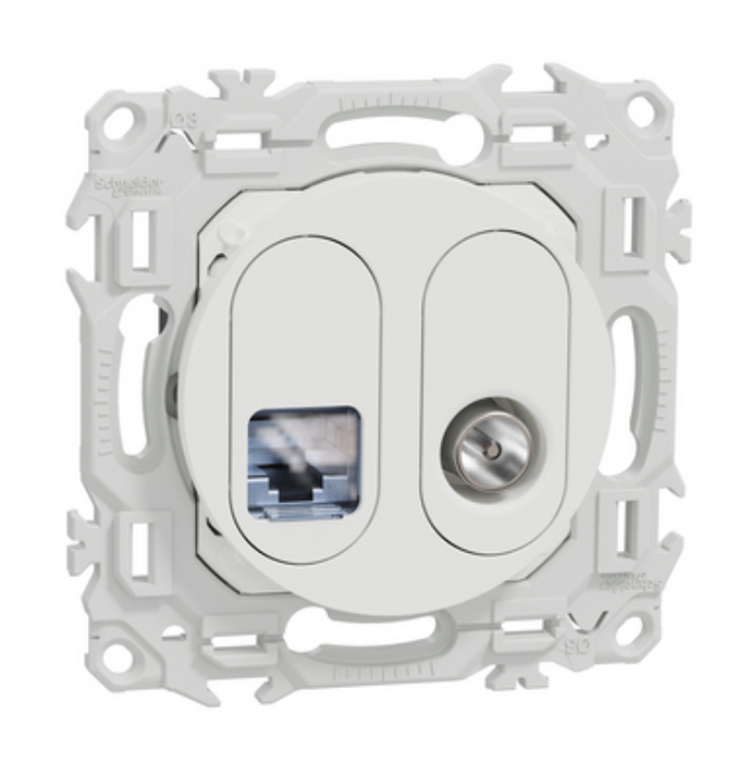 Odace - prise mixte RJ45 Cat.6 STP + TV - blanc craie - Schneider Electric S920141