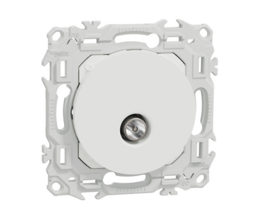 Odace - prise TV simple mâle - sortie coaxiale - blanc craie - Schneider Electric S920445