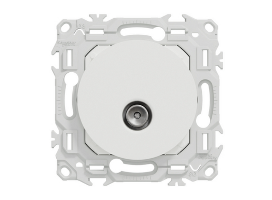 Odace - prise TV simple mâle - sortie coaxiale - blanc craie - Schneider Electric S920445