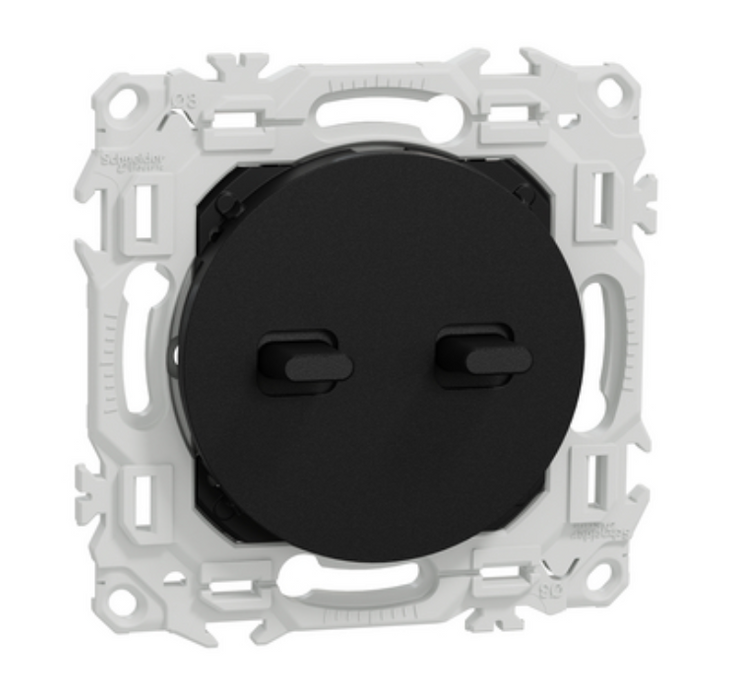 Odace - double va-et-vient ou poussoir à levier - 10AX - noir onyx - Schneider Electric S940213