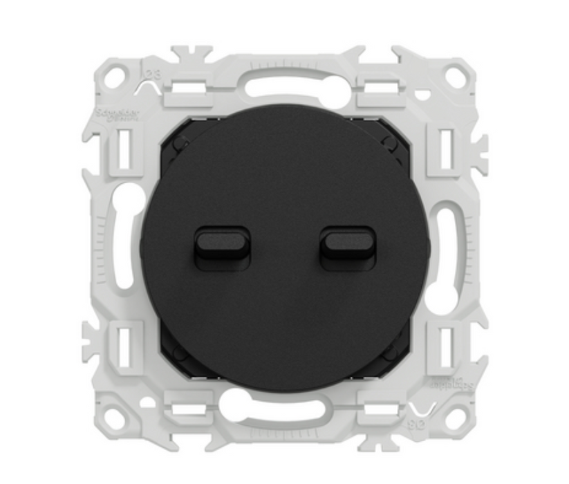 Odace - double va-et-vient ou poussoir à levier - 10AX - noir onyx - Schneider Electric S940213