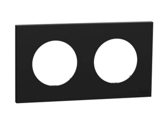 Schneider Odace plaque double noir - 2 postes - S940704