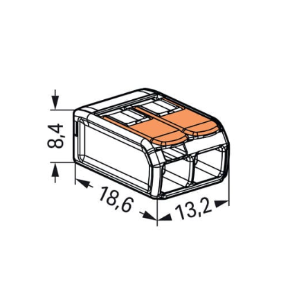 WAGO 100 bornes de connexion rapide à levier - 2 entrées pour fils souples et rigides - 221-412