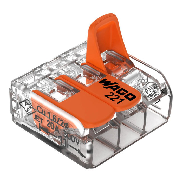 WAGO - bornes de connexion rapide - 3 entrées avec levier - fils souples et rigides - 221-413