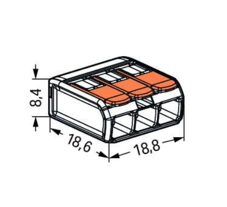 WAGO 50 bornes de connexion rapide à levier - 3 entrées pour fils souples et rigides - 221-413