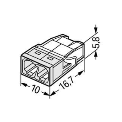 WAGO Boîte de 100 bornes de connexion rapide - 2 entrées pour fils rigides - 2273-202