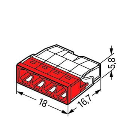 WAGO Boîte de 100 bornes de connexion rapide - 4 entrées pour fils rigides - 2273-204