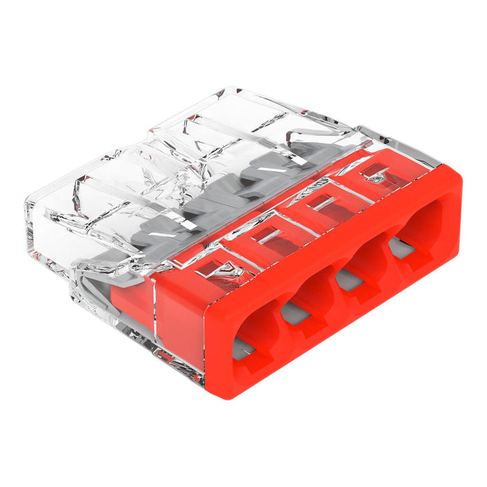 WAGO Boîte de 100 bornes de connexion rapide - 4 entrées pour fils rigides - 2273-204