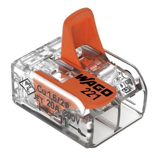 WAGO - bornes de connexion rapide - 2 entrées avec levier - fils souples et rigides - 221-412