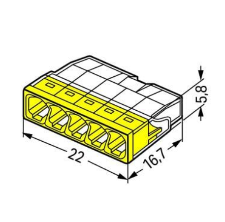 WAGO Boîte de 100 bornes de connexion rapide - 5 entrées pour fils rigides - 2273-205
